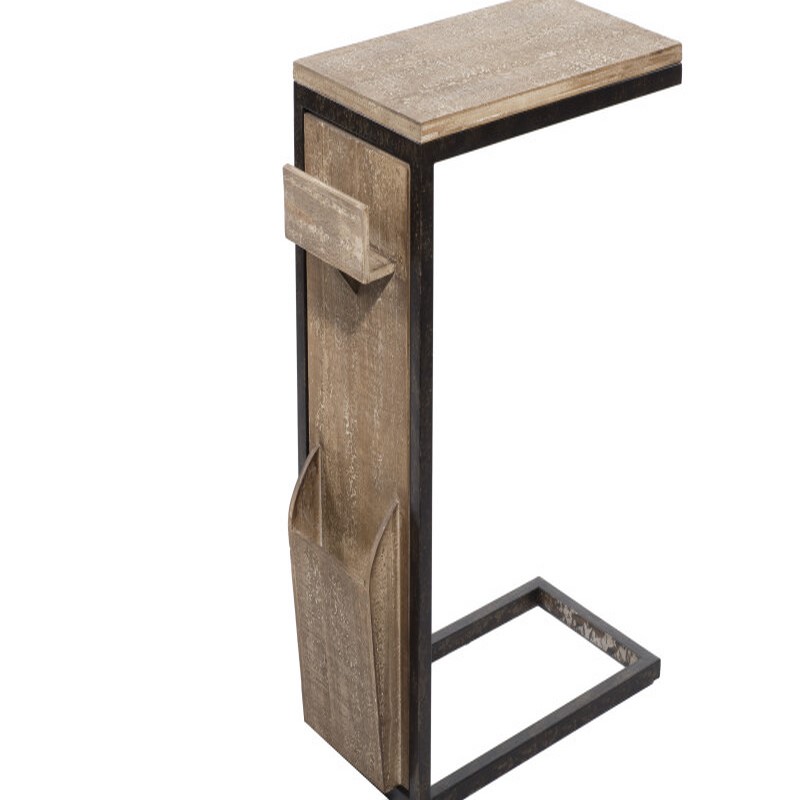 603791 Brown Wood And Metal Industrial Accent Table 10