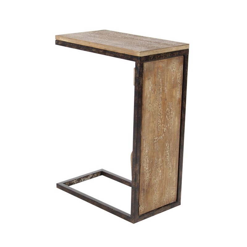 603791 Brown Wood And Metal Industrial Accent Table 6