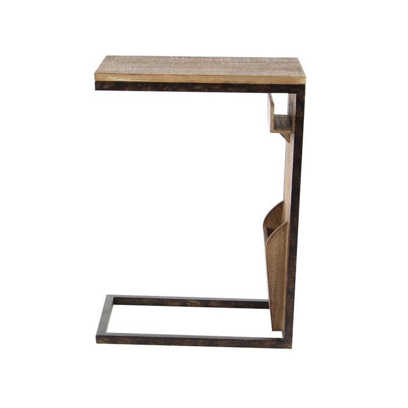 603791 Brown Wood And Metal Industrial Accent Table 7