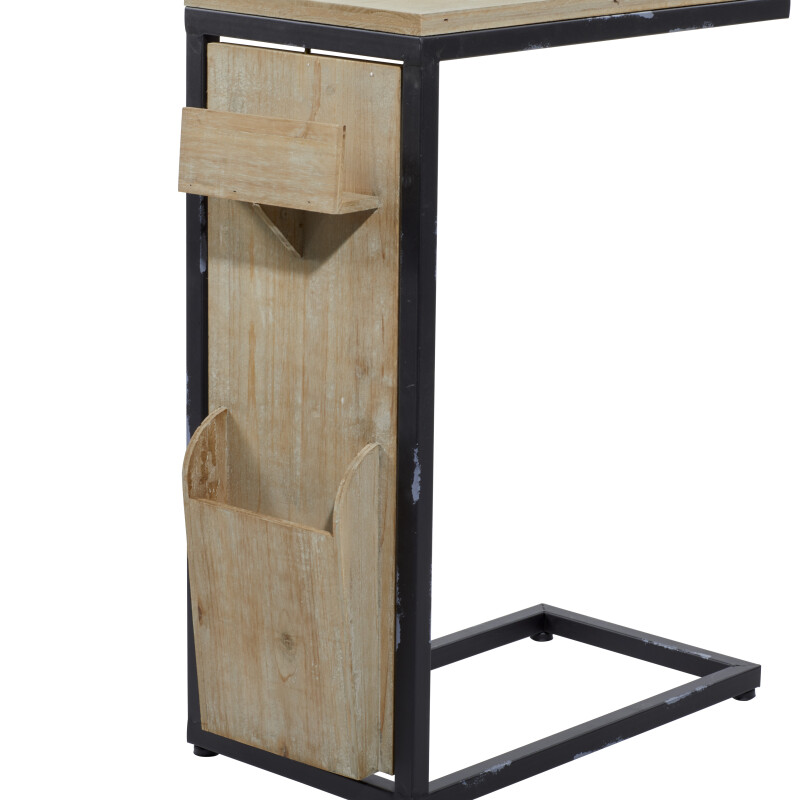 603792 Black Light Brown Wood And Metal Industrial Accent Table 4