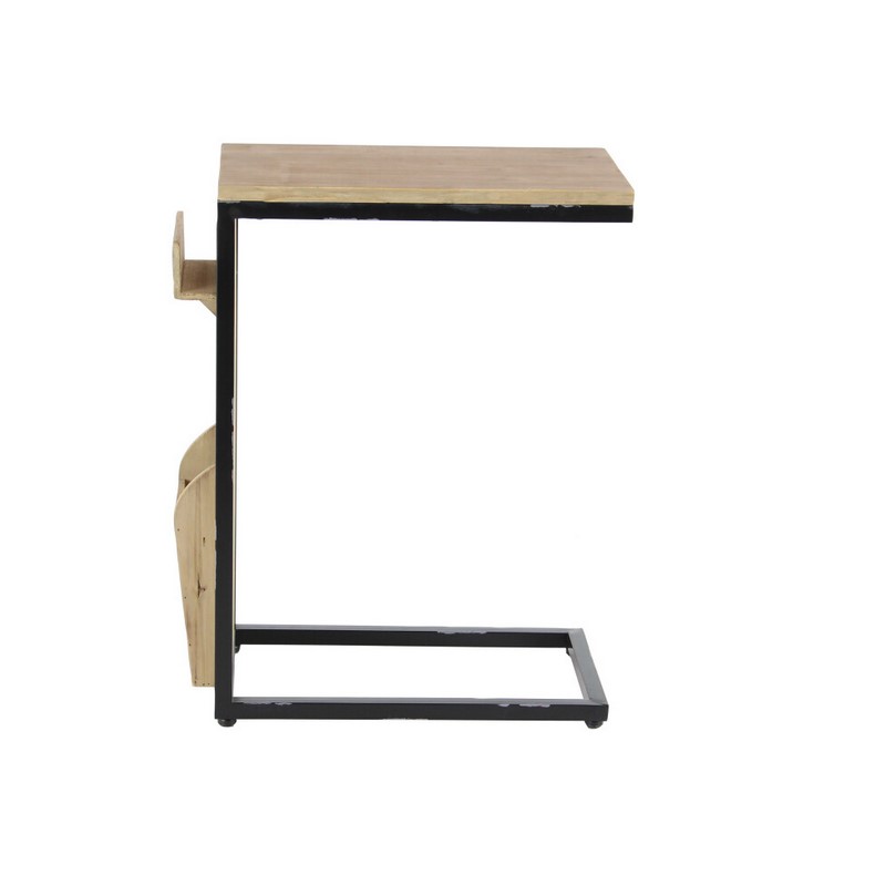 603792 Black Light Brown Wood And Metal Industrial Accent Table 7