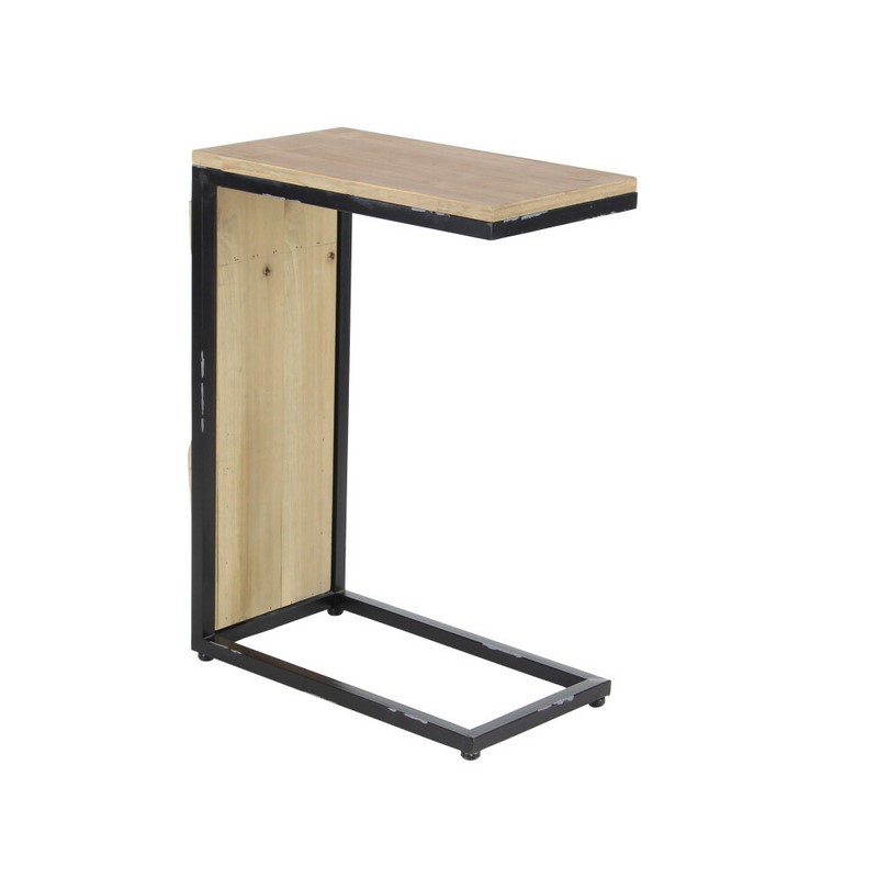 603792 Black Light Brown Wood And Metal Industrial Accent Table 8