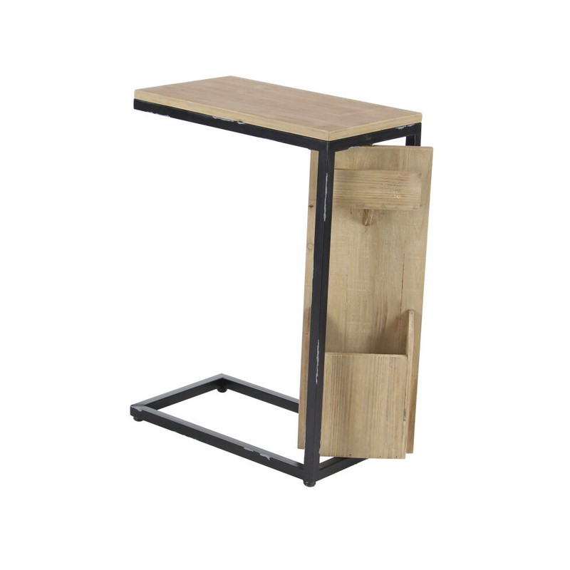 603792 Black Light Brown Wood And Metal Industrial Accent Table 9