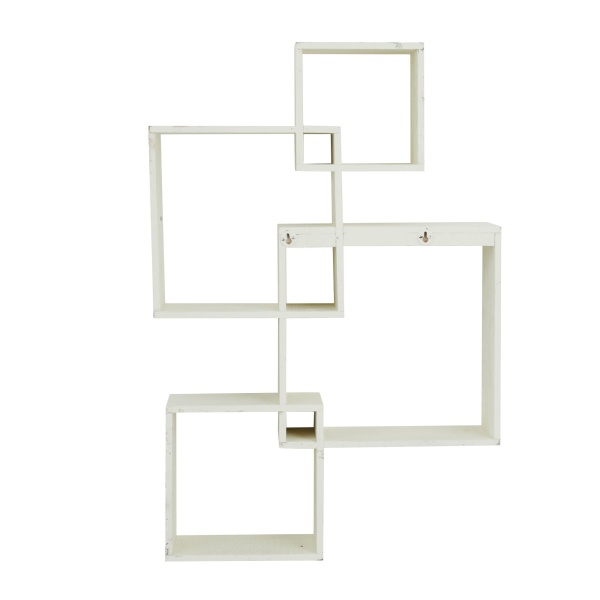 603891 White Wood Contemporary Wall Shelf 2