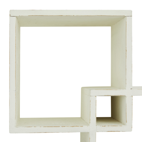 603891 White Wood Contemporary Wall Shelf 4