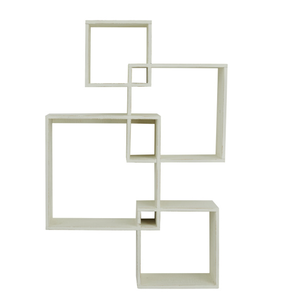 603891 White Wood Contemporary Wall Shelf, 34" x 12" x 22"
