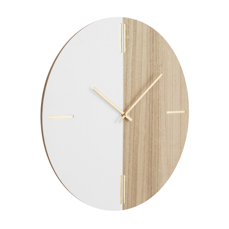 603894 Gold Cosmoliving By Cosmopolitan Brown Wood Contemporary Wall Clock 1