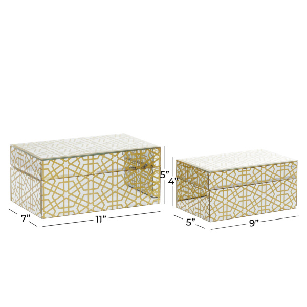 603929 Silver Cosmoliving By Cosmopolitan Set Of 2 Gold Wood Glam Box 1