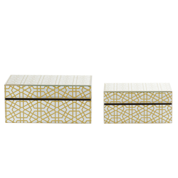603929 Silver Cosmoliving By Cosmopolitan Set Of 2 Gold Wood Glam Box 2