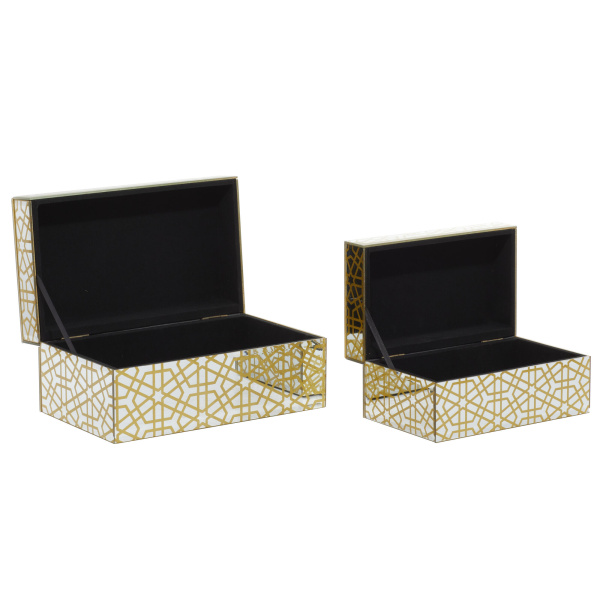 603929 Silver Cosmoliving By Cosmopolitan Set Of 2 Gold Wood Glam Box 5