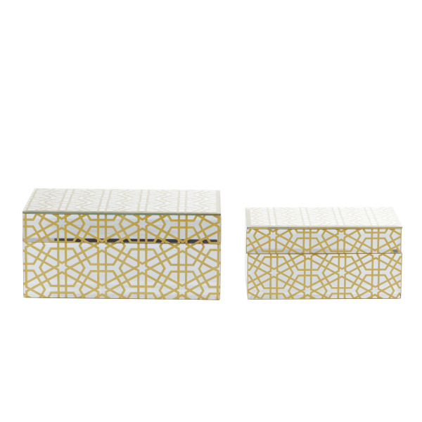 603929 Silver Cosmoliving By Cosmopolitan Set Of 2 Gold Wood Glam Box 6