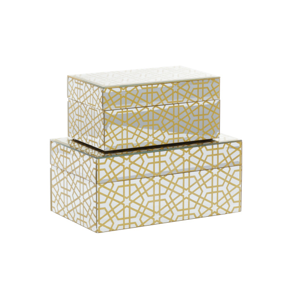 603929 Silver Cosmoliving By Cosmopolitan Set Of 2 Gold Wood Glam Box 7