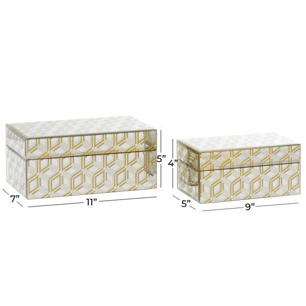 603930 Silver Cosmoliving By Cosmopolitan Set Of 2 Gold Wood Glam Box 1