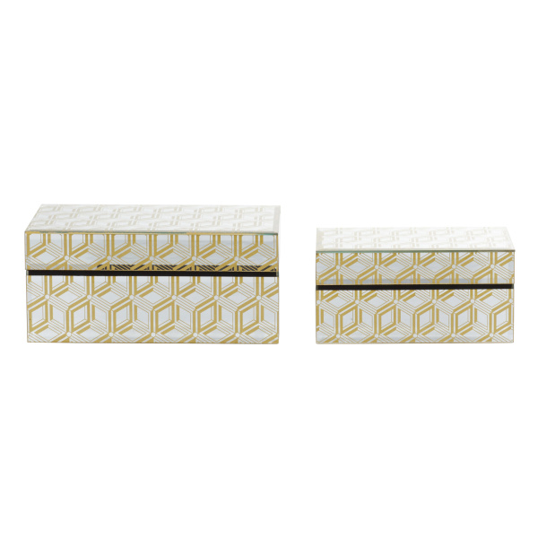 603930 Silver Cosmoliving By Cosmopolitan Set Of 2 Gold Wood Glam Box 2