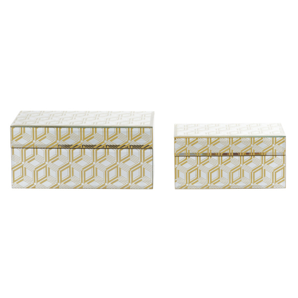 603930 Silver Cosmoliving By Cosmopolitan Set Of 2 Gold Wood Glam Box 5