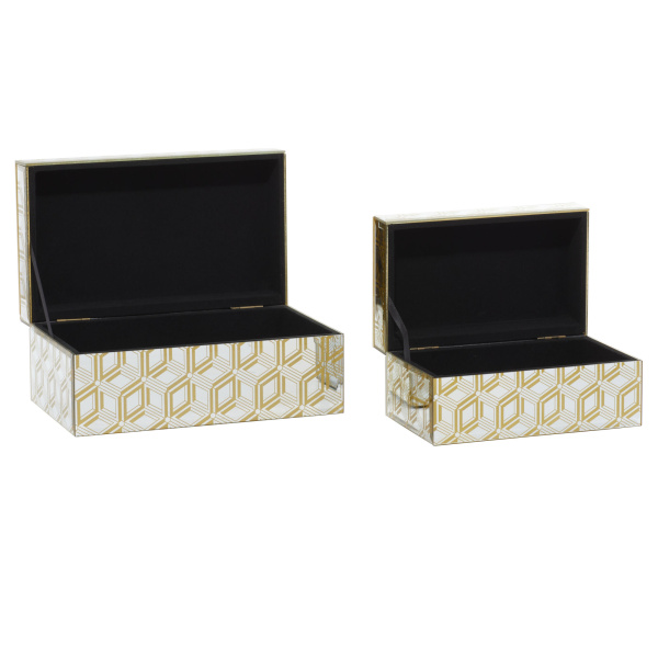 603930 Silver Cosmoliving By Cosmopolitan Set Of 2 Gold Wood Glam Box 7