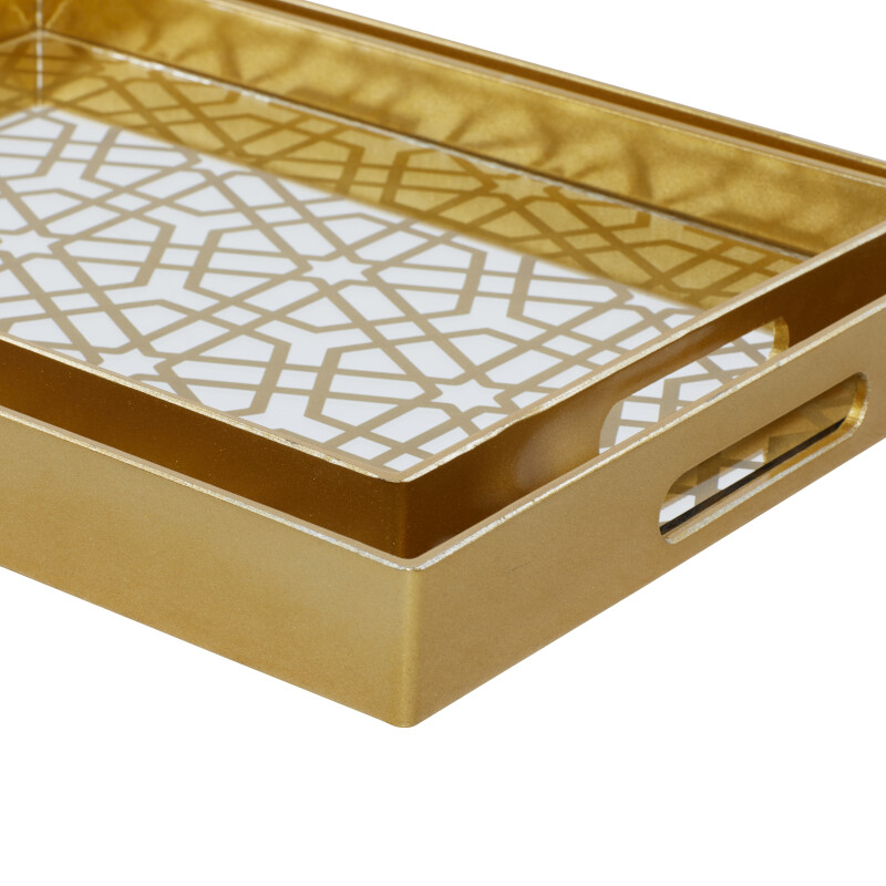 603934 Silver Cosmoliving By Cosmopolitan Set Of 2 Gold Plastic Glam Tray 4