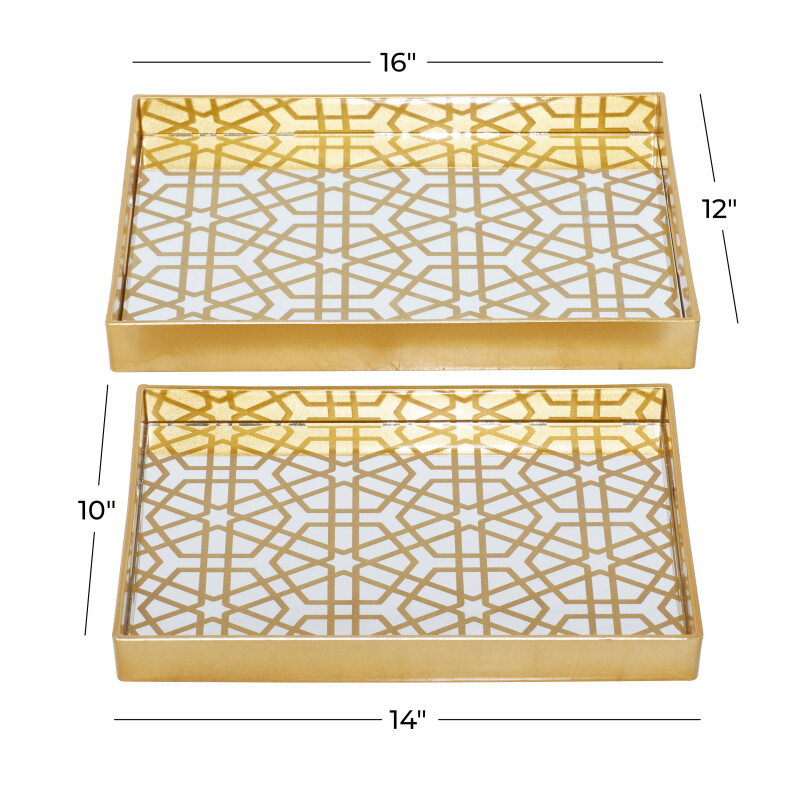 603934 Silver Cosmoliving By Cosmopolitan Set Of 2 Gold Plastic Glam Tray 7