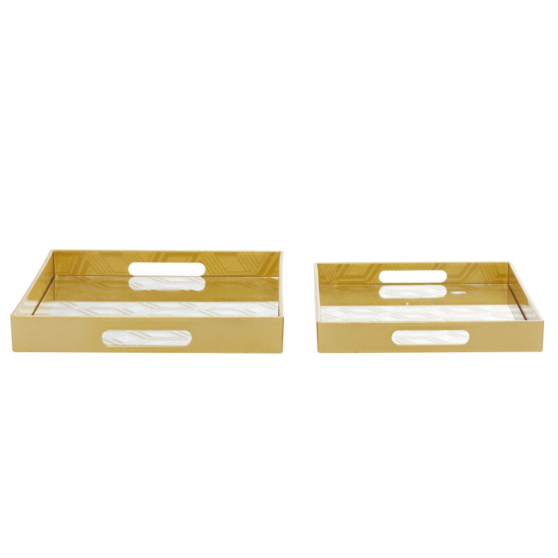 603935 Silver Cosmoliving By Cosmopolitan Set Of 2 Gold Plastic Glam Tray 2