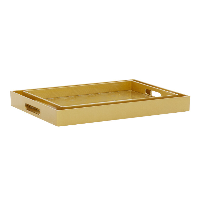 603935 Silver Cosmoliving By Cosmopolitan Set Of 2 Gold Plastic Glam Tray 3