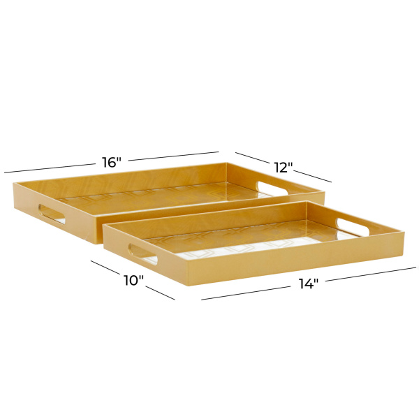603935 Silver Cosmoliving By Cosmopolitan Set Of 2 Gold Plastic Glam Tray 4