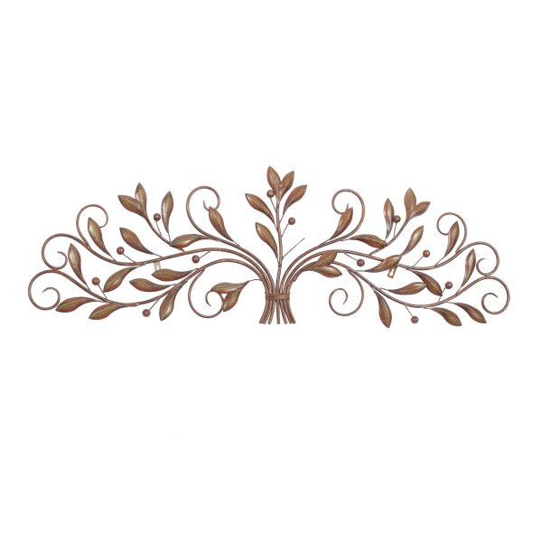 Brown Metal Traditional Floral Wall Decor, 47" x 14"