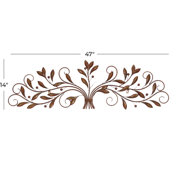 603968 Brown Metal Traditional Floral Wall Decor 2