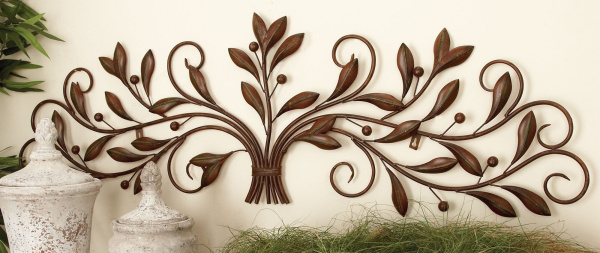 603968 Brown Metal Traditional Floral Wall Decor