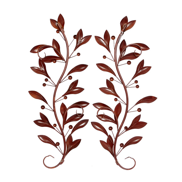 603970 Set Of 2 Brown Metal Traditional Floral Wall Decor 5