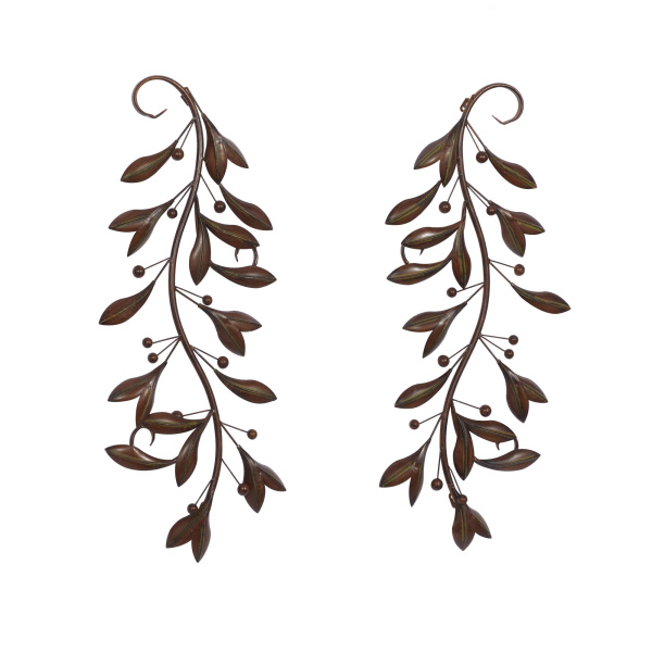 603970 Set Of 2 Brown Metal Traditional Floral Wall Decor 9