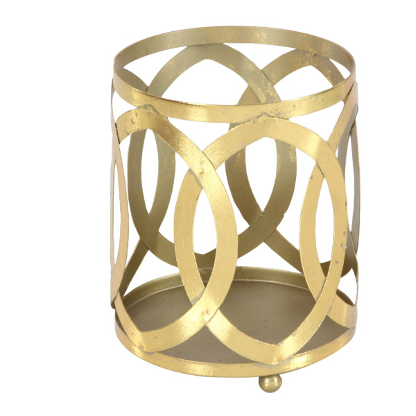 604119 Clear Gold Metal Glam Candle Holder 3