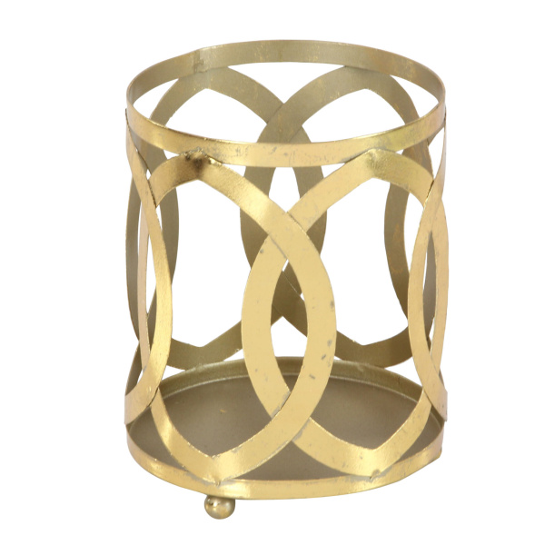 604119 Clear Gold Metal Glam Candle Holder 4