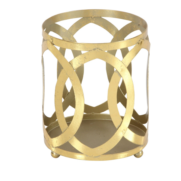 604119 Clear Gold Metal Glam Candle Holder 5