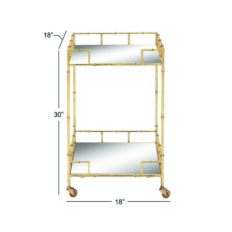 604146 Gold Metal Traditional Bar Cart 3