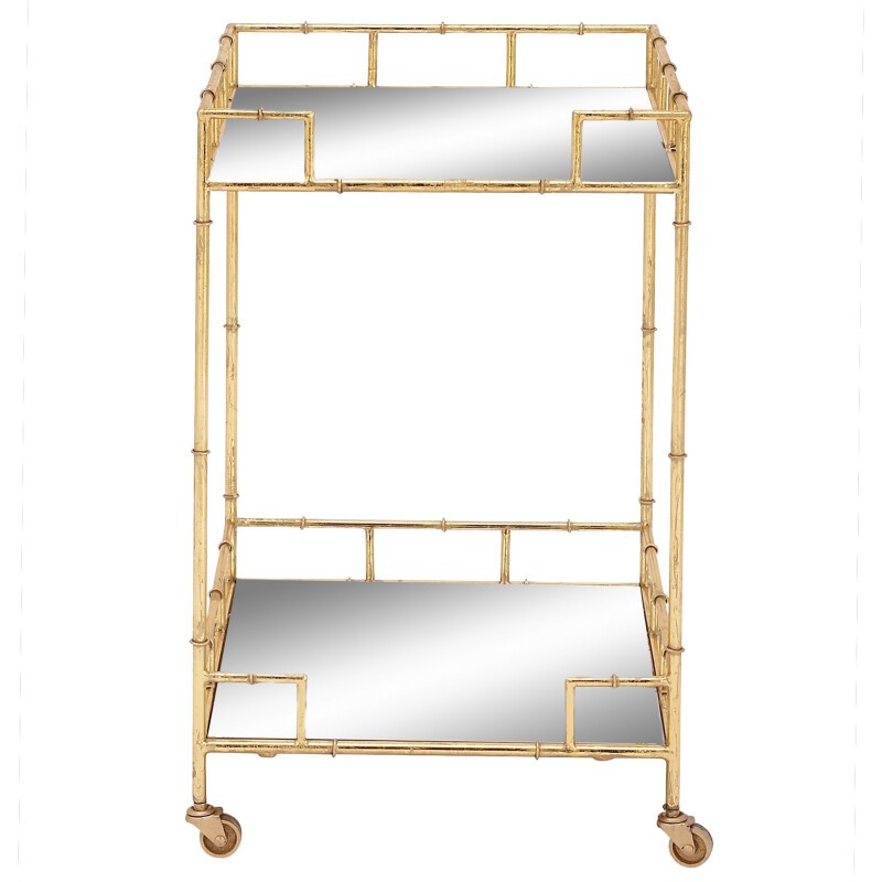 604146 Gold Metal Traditional Bar Cart, 30" x 18" x 18"