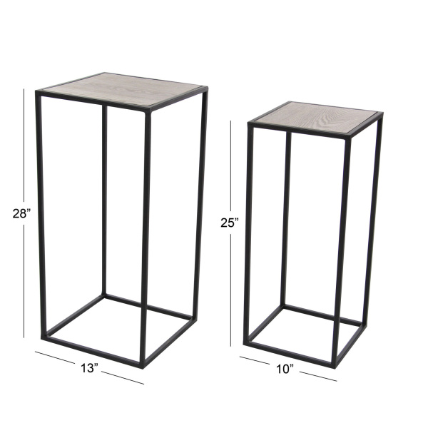 604161 Black Grey Set Of 2 Black Metal Contemporary Accent Table 4