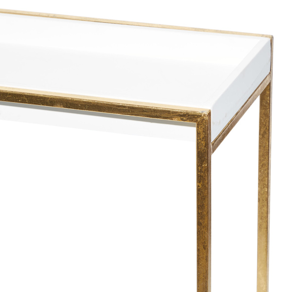 604164 White Gold Set Of 2 White Metal Contemporary Console Table 7