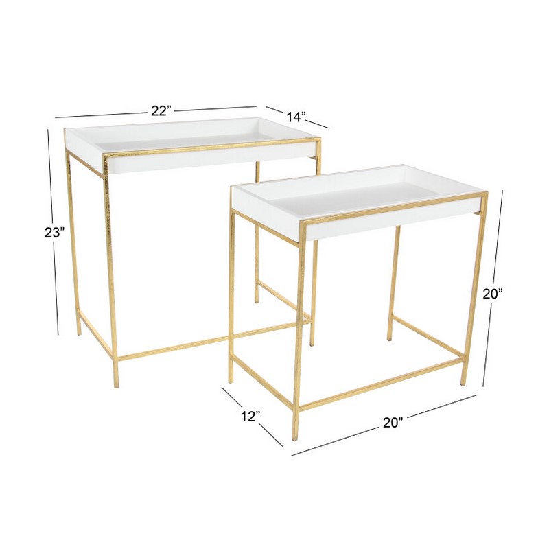 604165 Set Of 2 Gold Metal Contemporary Console Table 2