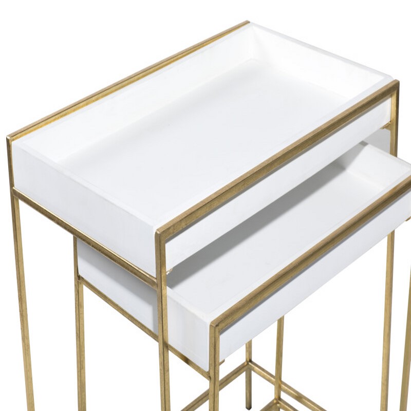 604165 Set Of 2 Gold Metal Contemporary Console Table 3