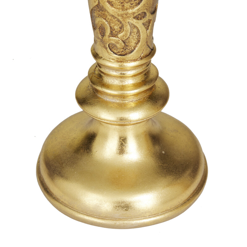 604231 Gold Gold Polystone Traditional Candle Holder Set Of 2 22 18 H 10