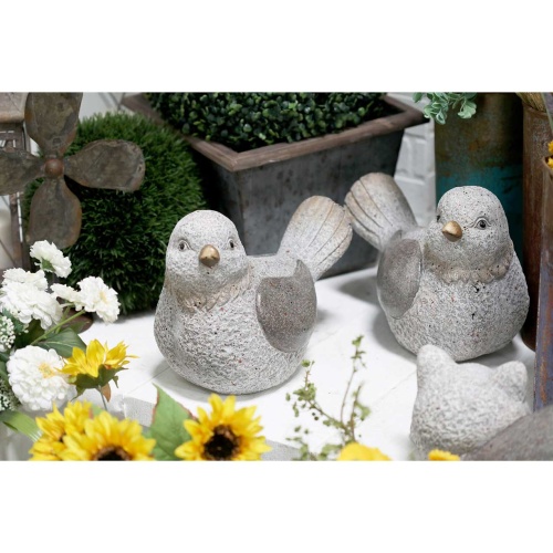 604244 Set Of 2 Grey Polystone Country Garden Sculpture 2