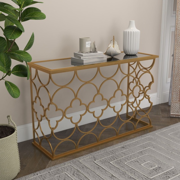 604252 Gold Glam Metal Console Table