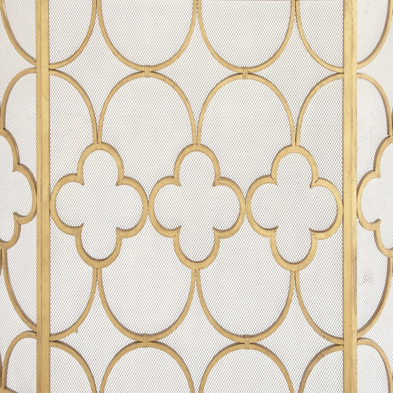 604254 Gold Metal Contemporary Wood Fireplace Screen 2