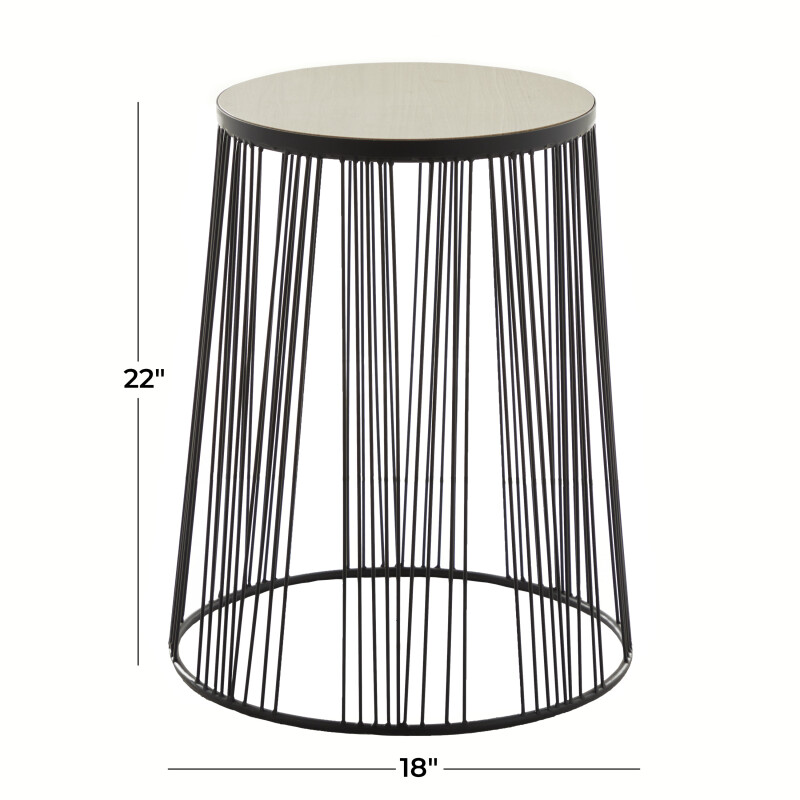 604282 Brown Black Metal Contemporary Accent Table 2