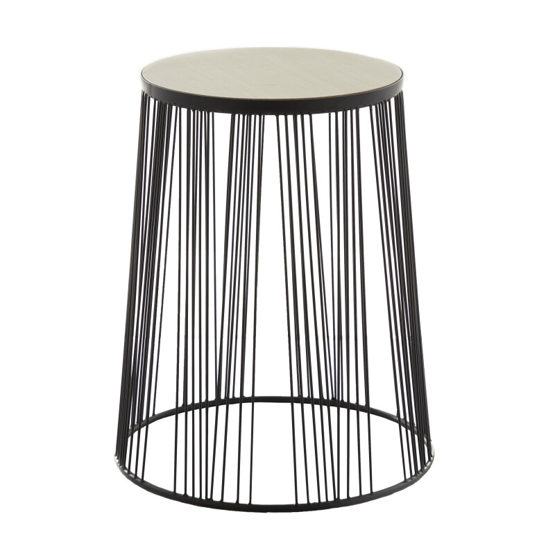 604282 Brown Black Metal Contemporary Accent Table 3