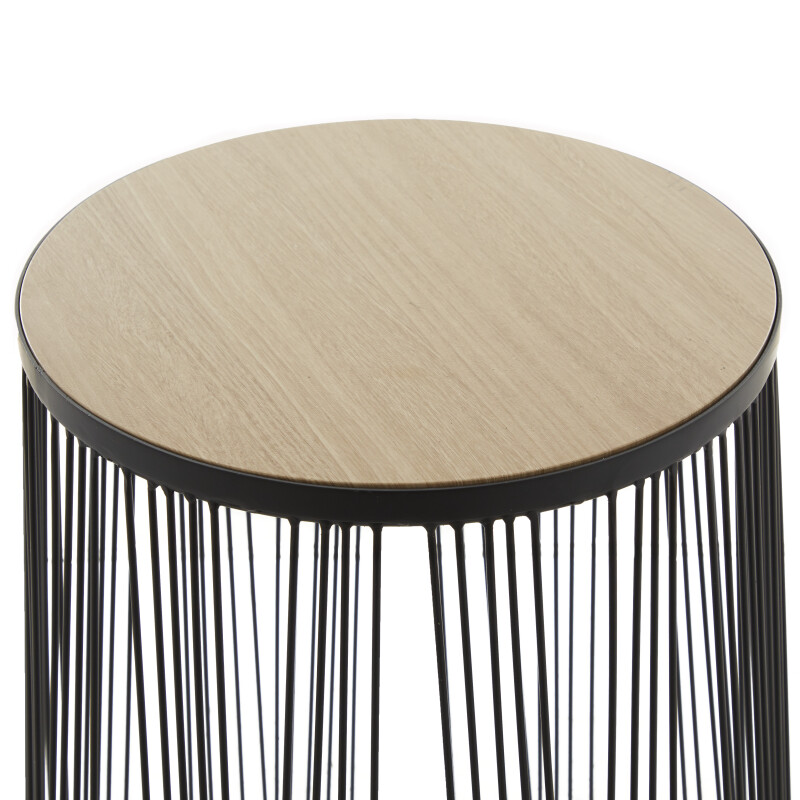 604282 Brown Black Metal Contemporary Accent Table 5