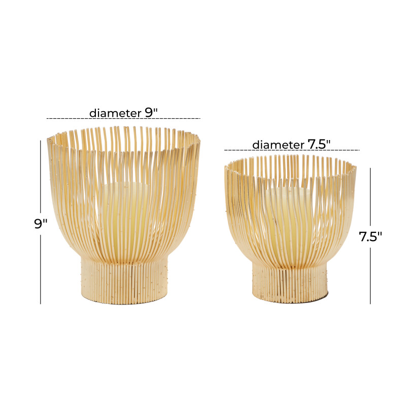 604313 Gold Cosmoliving By Cosmopolitan Set Of 2 Gold Metal Candle Holder 2