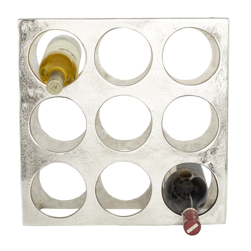 Silver Aluminum Contemporary Wine Rack, 16" x 16" x 8"