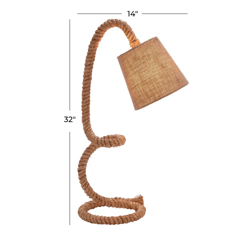 604363 Brown Rope And Metal Rustic Desk Lamp 12
