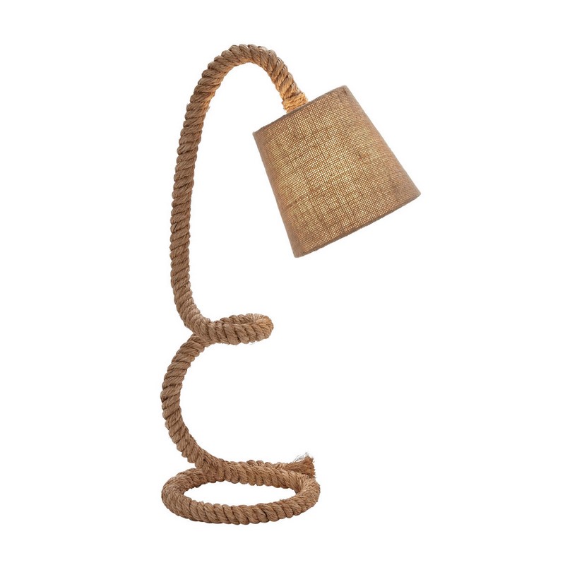 604363 Brown Rope and Metal Rustic Desk Lamp, 32" x 11" x 14"